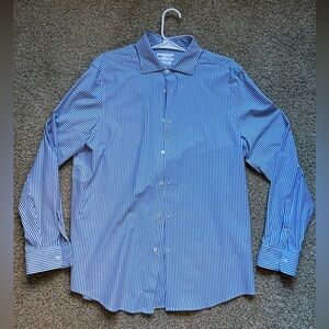 Zara Slim Fit Button Up - Long Sleeve - Blue White Stripe